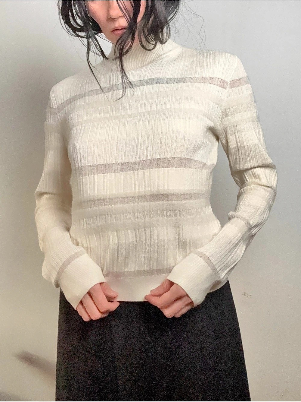 Proenza Schouler Silk Wool Blend Turtleneck Sweater in Cream XS